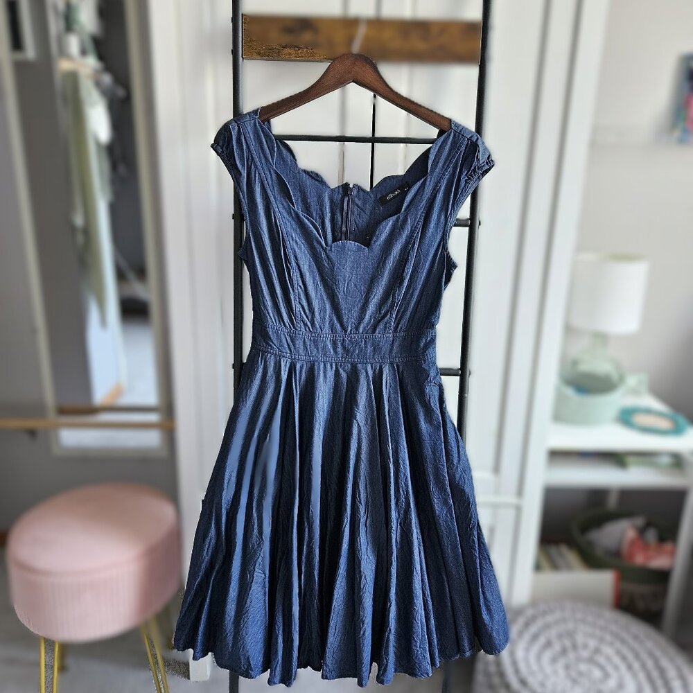 Eshakti Virginia dress, Deep Chambray, Size M-10
